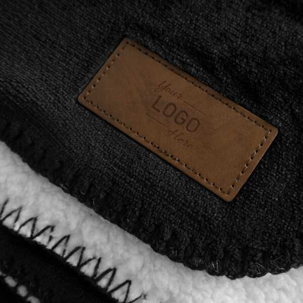 Fleeceplaid met sherpa achterzijde 150x120 cm, 500 gr/m² - Zwart/Wit Fleeceplaid met sherpa achterzijde 150x120 cm, 500 gr/m² - Zwart/Wit