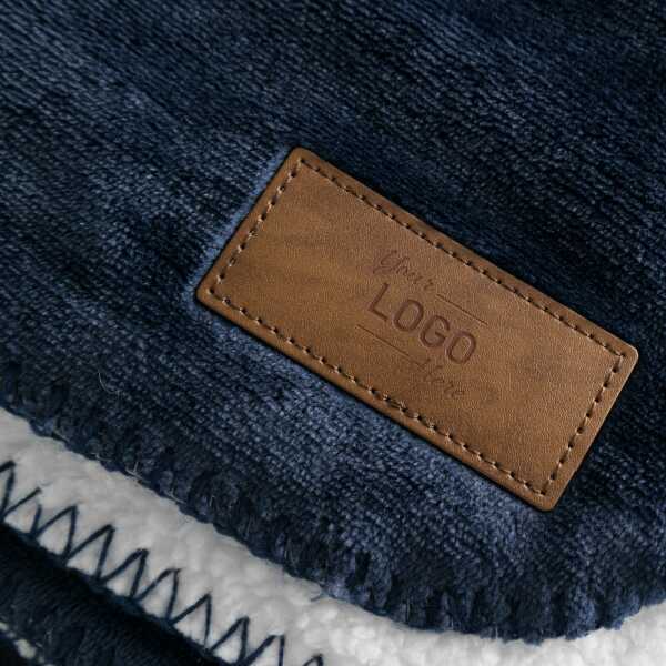 Fleeceplaid met sherpa achterzijde 150x120 cm, 500 gr/m² - Navy/Wit Fleeceplaid met sherpa achterzijde 150x120 cm, 500 gr/m² - Navy/Wit