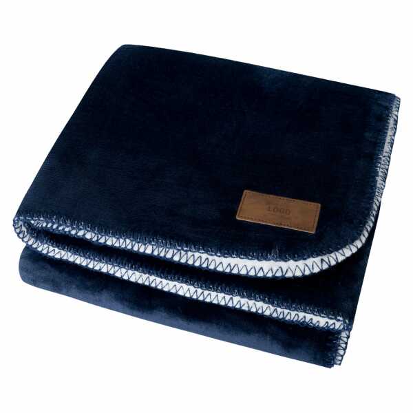 Fleeceplaid met sherpa achterzijde 150x120 cm, 500 gr/m² - Navy/Wit Fleeceplaid met sherpa achterzijde 150x120 cm, 500 gr/m² - Navy/Wit